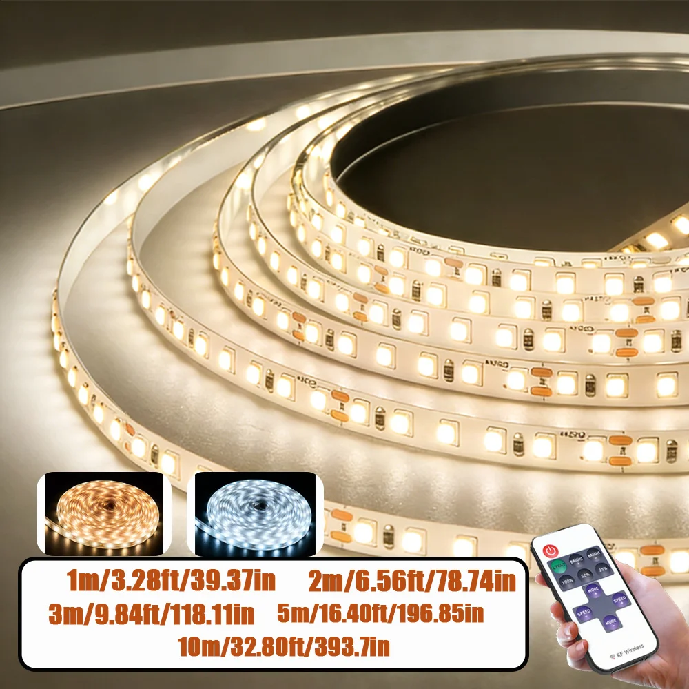 5V USB LED 스트립 조명 IR 리모컨 2835 1m-10m 웜 화이트 단색 플렉시블 테이프 조명