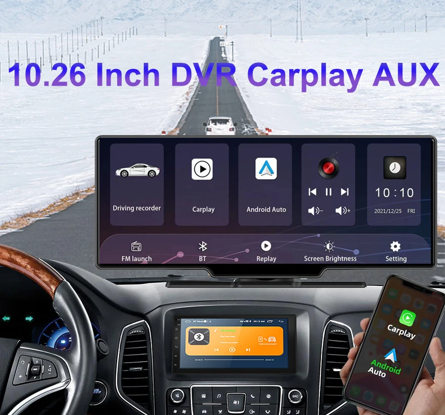 

10,26 "Apple Carplay беспроводной Bluetooth Android автомобильный мультимедийный плеер задняя камера приборная панель GPS WIFI управление через приложение Mirror Link