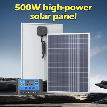 12V Photovoltaic 500W 1000W Solar Panel Power Bank Kit 100A Controller Solar Plate for Home/Camping/RV/Car Fast Battery Charger