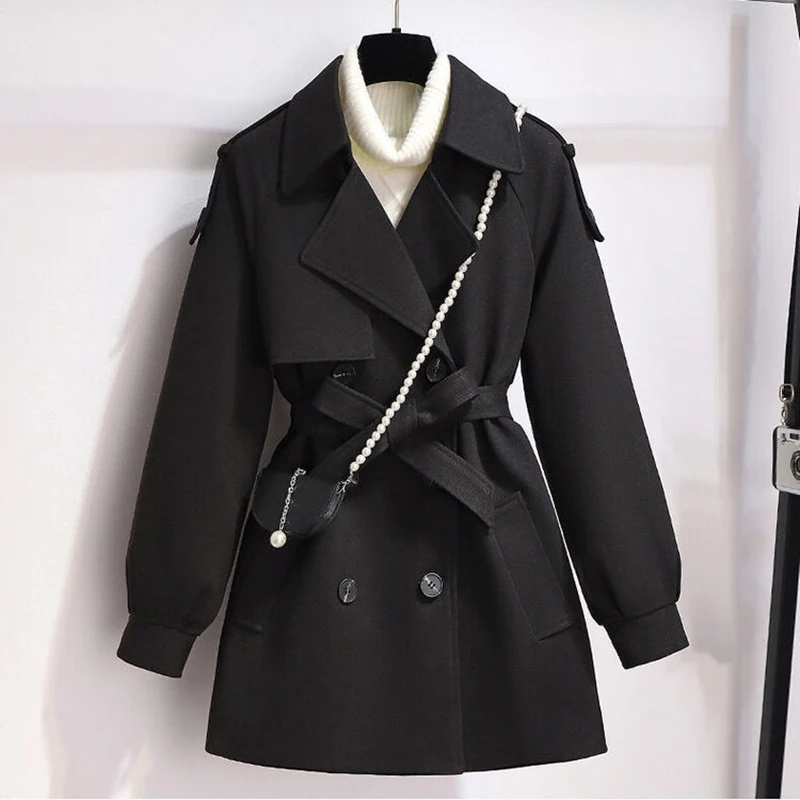 Femme Wool Jacket Women 2023 New Autumn Winter Coat Female Outerwear Short Windbreaker Long Sleeve Tops Black Overcoats