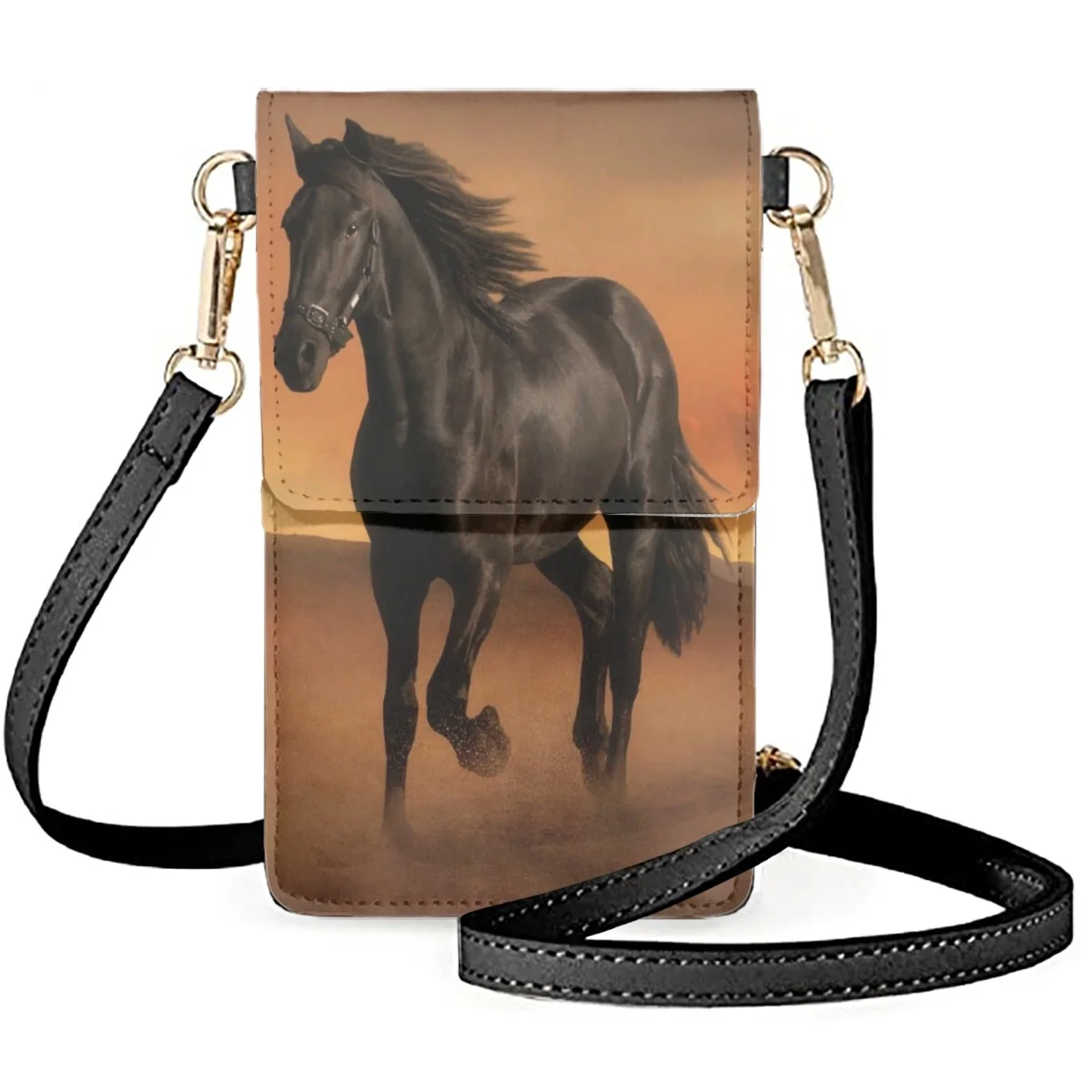 

FORUDESIGNS Galloping Steed Pattern Bag Protect Phone's 3D Horse Pictures Shoulder Bags Pouch Unisex Diagonal Universal