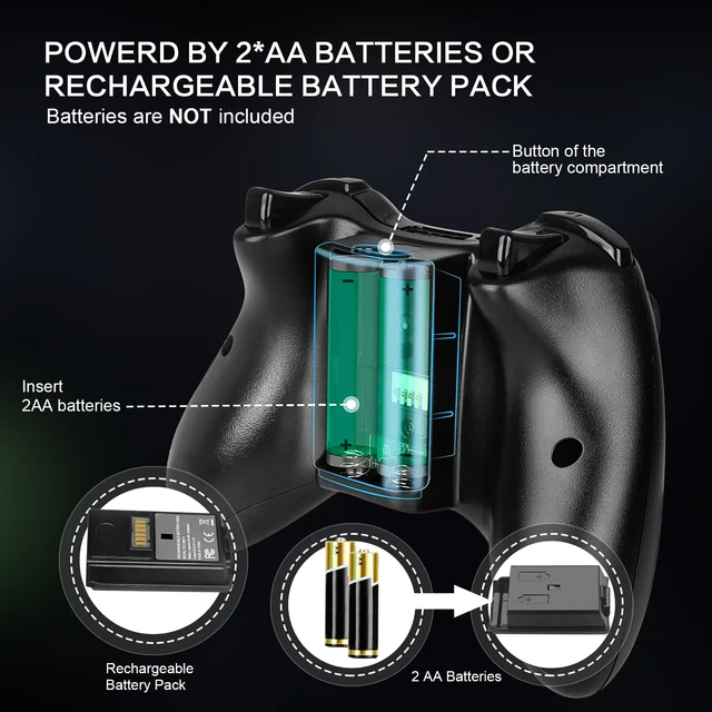 Xbox 360 슬림 PC 비디오 게임 콘솔 용 무선 게임패드 게임 컨트롤러, 3D 로커 조이스틱 게임 핸들 액세서리, 2.4G 할인가격 14,138원