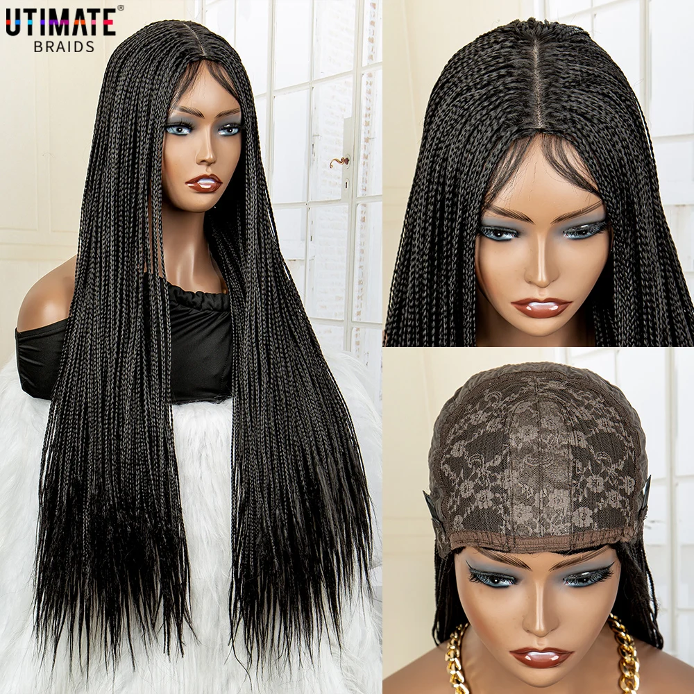 

Full Machine Made Synthetic Braided Wig for Women 32 Inches Afro Cornrow Braiding Wig Non L Synthetic Hair Wig Daily Use