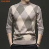 New High Quality Men's  Fashion Business Casual Knitted Sweater Warm Pullover Tops Mens Clothes 1