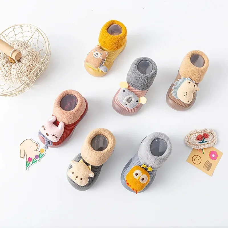 Winter Thickened Baby Toddler Shoes and Socks Men and Women Baby Floor Shoes Soft Bottom Indoor Non-slip Warm Children's Shoes
