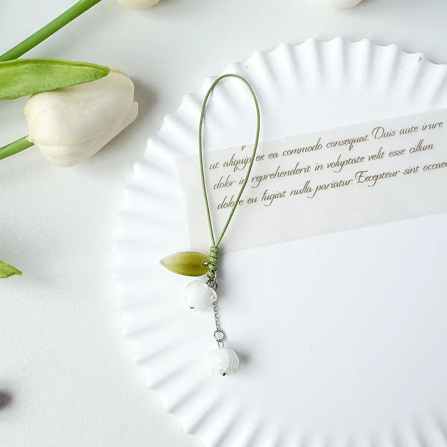 Tulip Flower Charm Phone Strap and Keychain Pendant - Cute Kawaii Hand Rope