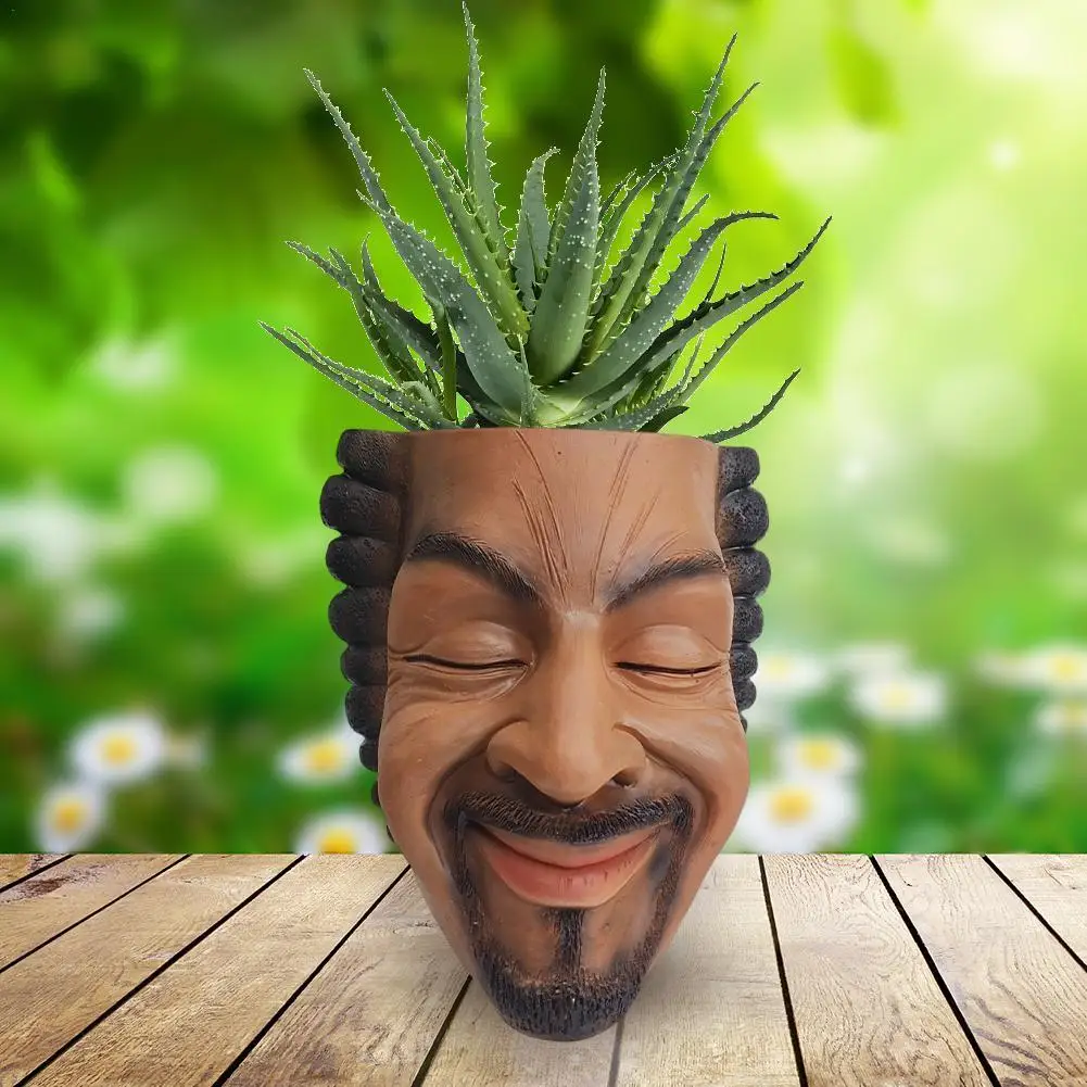 Face Head Planter Succulent Plant Flower Pot Resin Decor Flowerpot With
