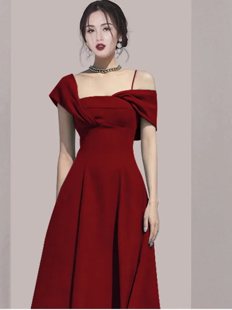 

New Fashion Runway Designer Summer Slim A Line Party Dresses Lady Vintage Elegant Birthday Midi Dress Robes