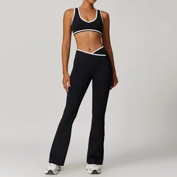 Yoga Set: 2-Piece Fitness Tracksuit - High-Waist Leggings & Sports Bra Athletic Wear - M (Premium Black)
