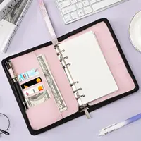 New A6 Budget Binder with Zipper, 6 Ring Refillable Planner Binder Cover for Cash Budget System, PU Leather Personal Organizer 6
