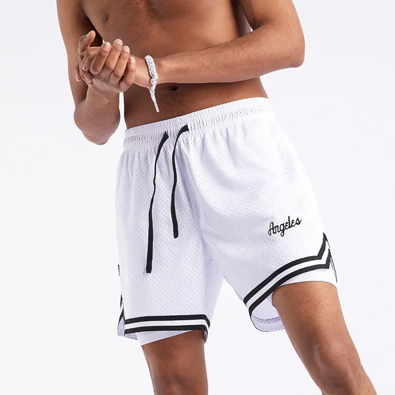 American Style Illusion Two-Piece Basketball Shorts Training Sweatpants Fitness Equipment Men's Summer Stylish Sportswear