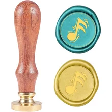 

1PC Wax Seal Stamp Musical Notes Sealing Stamp Heads with Wooden Handle Retro Removable Brass Head Stamp for Decorating Wedding