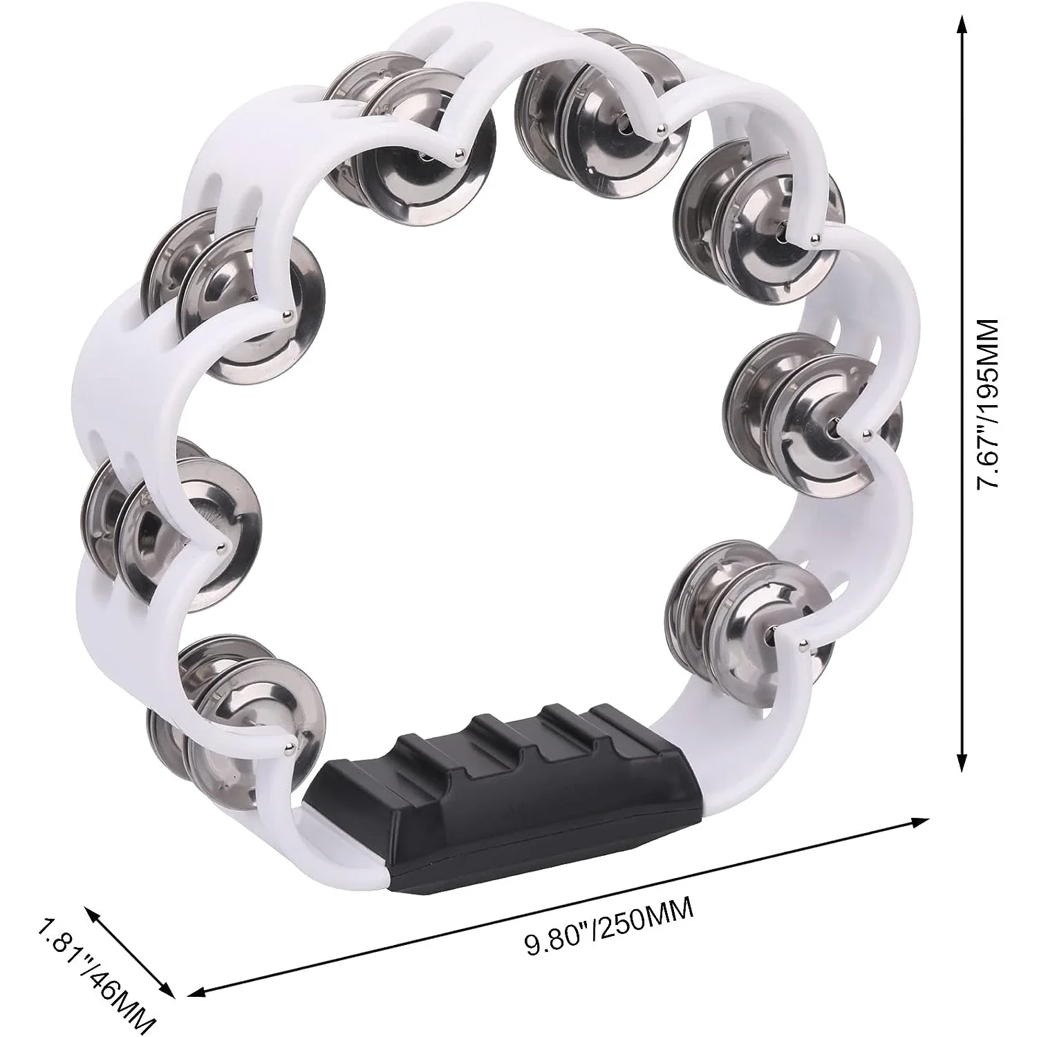 2-Pack 8.25" Double Row Tambourine for Adult Church Party Flower Form Metal Jingles Hand Held Percussion Drum