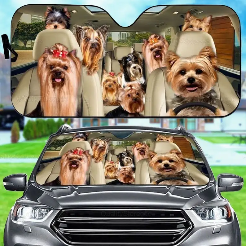 

Funny Yorkshire Terrier Car Sunshade, Dogs Family Sunshade, Dog Car Accessories, Car Decoration, Gift For Dad, Car Decor LNG1822