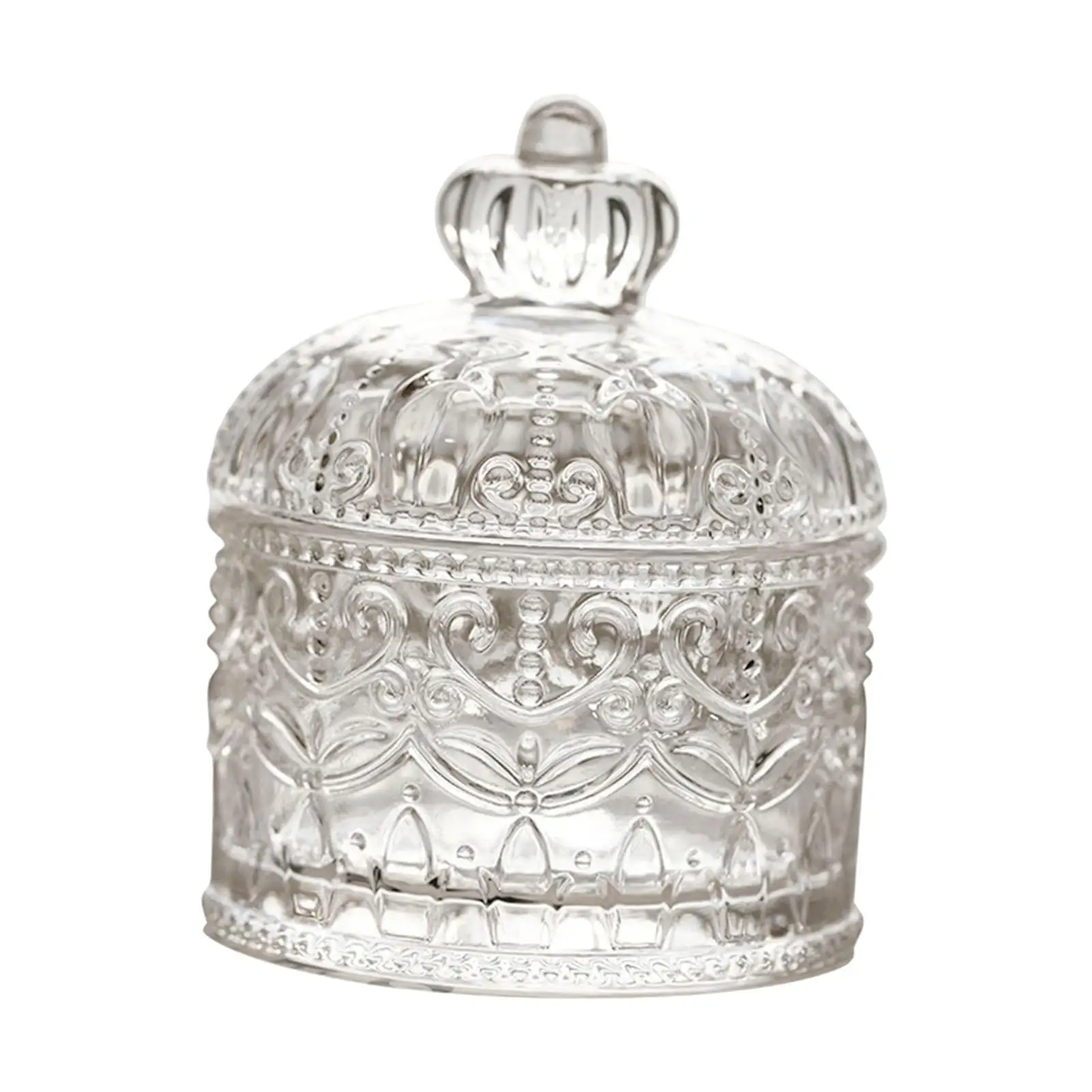 Vintage Crown Glass Jar Decorative Candy Jar Jewelry Organizing Box Container for Candy Snacks Hair Accs Cosmetic Bracelets