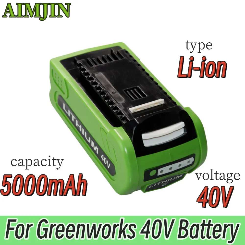 

40V 5000mAh Rechargeable Battery For Greenworks 40V cordless power tool 29252,22262, 25312, 25322, 20642, 22272, 27062, 21242