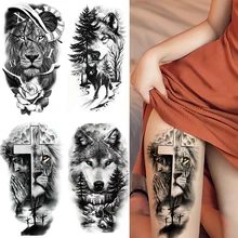 

1 Sheet Animal Fake Tattoo Sticker Wolf Tiger Lion Cool Temporary Waterproof Body Art Tatoo Transfer Tattoos For Women Men