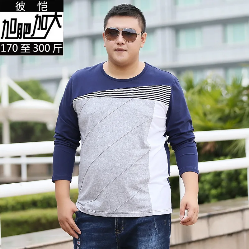 

Design Striped Loose Fit Casual T Shirt Long Sleeve Plus Size 7XL Spring Quality Cotton Fat Men Tees Breathable Luxury Camisetas