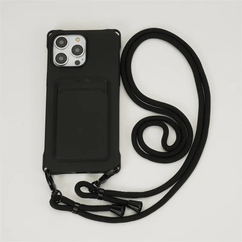 Shockproof Card Slot Holder Lanyard Case with Crossbody Necklace Strap Cover