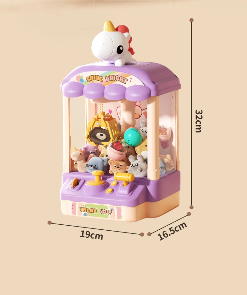 Cartoon Doll Machine Small Household Mini Clip Doll Boy and Girl Coin Operated Twisted Egg Toy Grab Doll Machine Birthday Gift 6