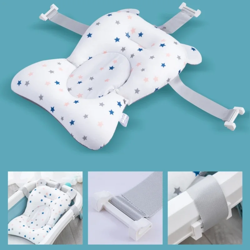Baby bath support pad Cartoon Baby Shower Bath Tub Pad Non-Slip Newborn Bathtub Mat Safety Nursing Foldable Support Comfort Body Cushion Mat Pillow
