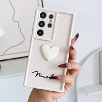 Customized Text 3D Love Heart Case For Samsung Galaxy S20 S21 S22 S23 S24 S25 S26 FE Plus Ultra 5G Luxury Soft Cover 3