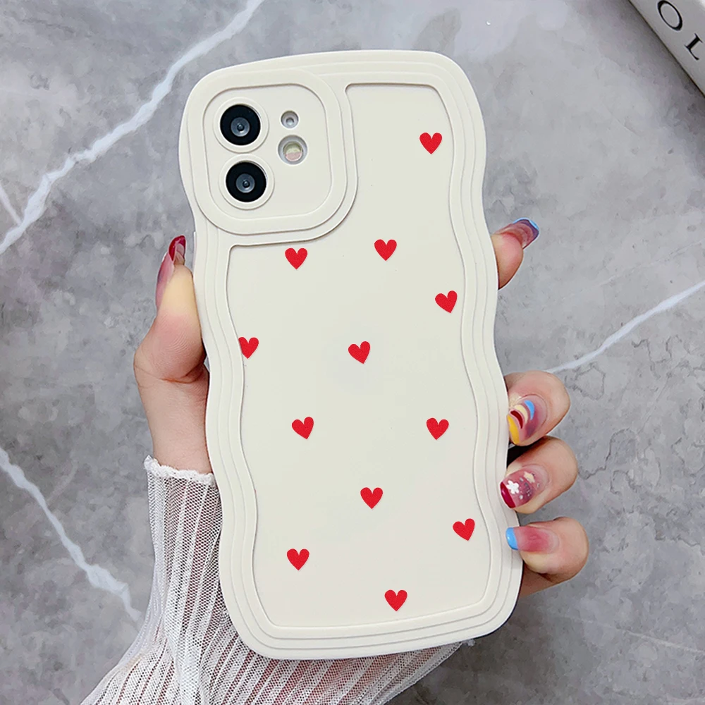 thumbnail image 1 of Funda de teléfono con líneas onduladas suaves y corazón de amor para iPhone 11, funda de silicona para iPhone 13, 12, 14, 16, 15 Pro Max, XR, XS, X, 6, 7, 8 Plus, SE 2020, 1 of 5