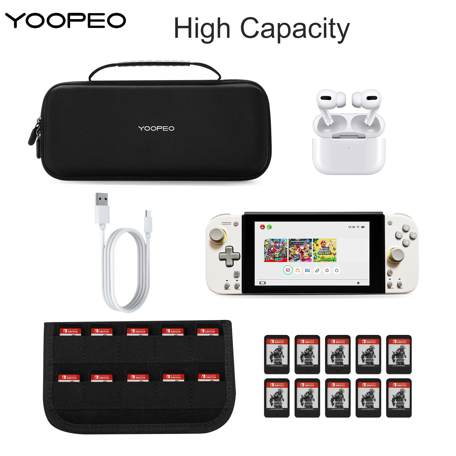 yoopeo portátil estojo de transporte para retroflag handheld controlador jogo cartão saco armazenamento comaptible hori split almofada gamepad caixa