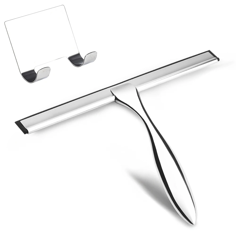 Window Squeegee Silicone Rubber Scrape 10'' 12'' 14'' INCH Shower Squeegee Stainless Steel Bathroom Glass Window Car With Hook 6