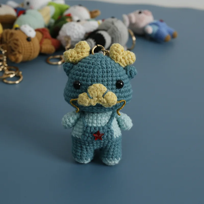 Finished Handmade Wool Knitting Cute Little Animal Pendant Crochet Dragon Rabbit for Handbag Ornaments Kids Toys Crochet Supply knitting supplies knitting material