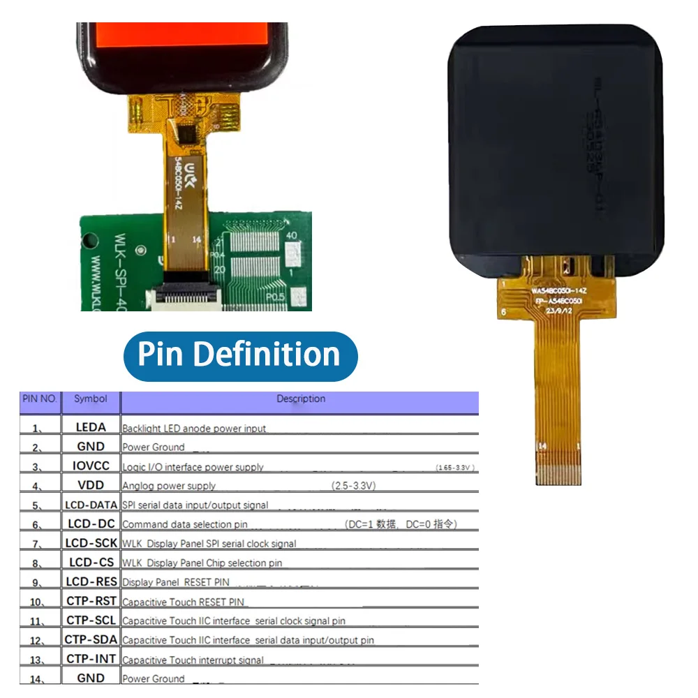 1.54 inch TFT lcd capacitive touch screen st7789 IPS 240*240 4 wire 14Pin display module(1pcs))