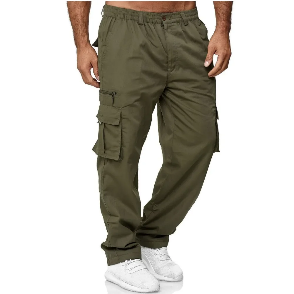 Multi-pocket Loose Men's Pants Casual Straight-leg Cargo Pants Men for Gym Solid Color All-match and Comfortable Pants for Men