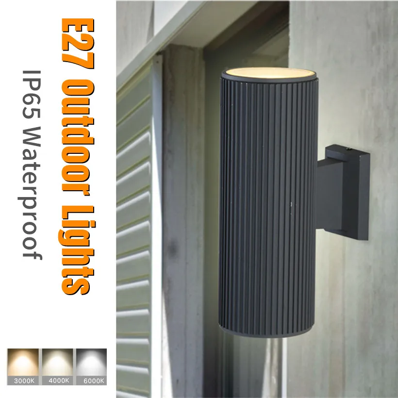 E27 Waterproof Garden Lighting Outdoor Wall Lamp for Yard Corridor Balcony Garage Light Fixtures Aluminum Column 85-265V Sconce public ashtray wall mounted ash cylinder column smoking ashtray 304 stainless steel cigarette ash bin for hotels shopping malls