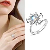 1Pc Rotatable Sun Rings For Women Anti Stress Anxiety Fidget Sunflower Sun Star Ring Party Aesthetic Jewelry Gift 2