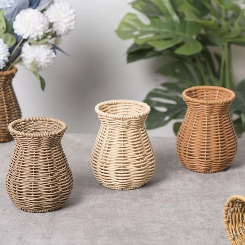 Decorative Rattan Vase Woven Decorative Table Vase for Dried Flower,Home and Office Durability and Waterproof Decors 3