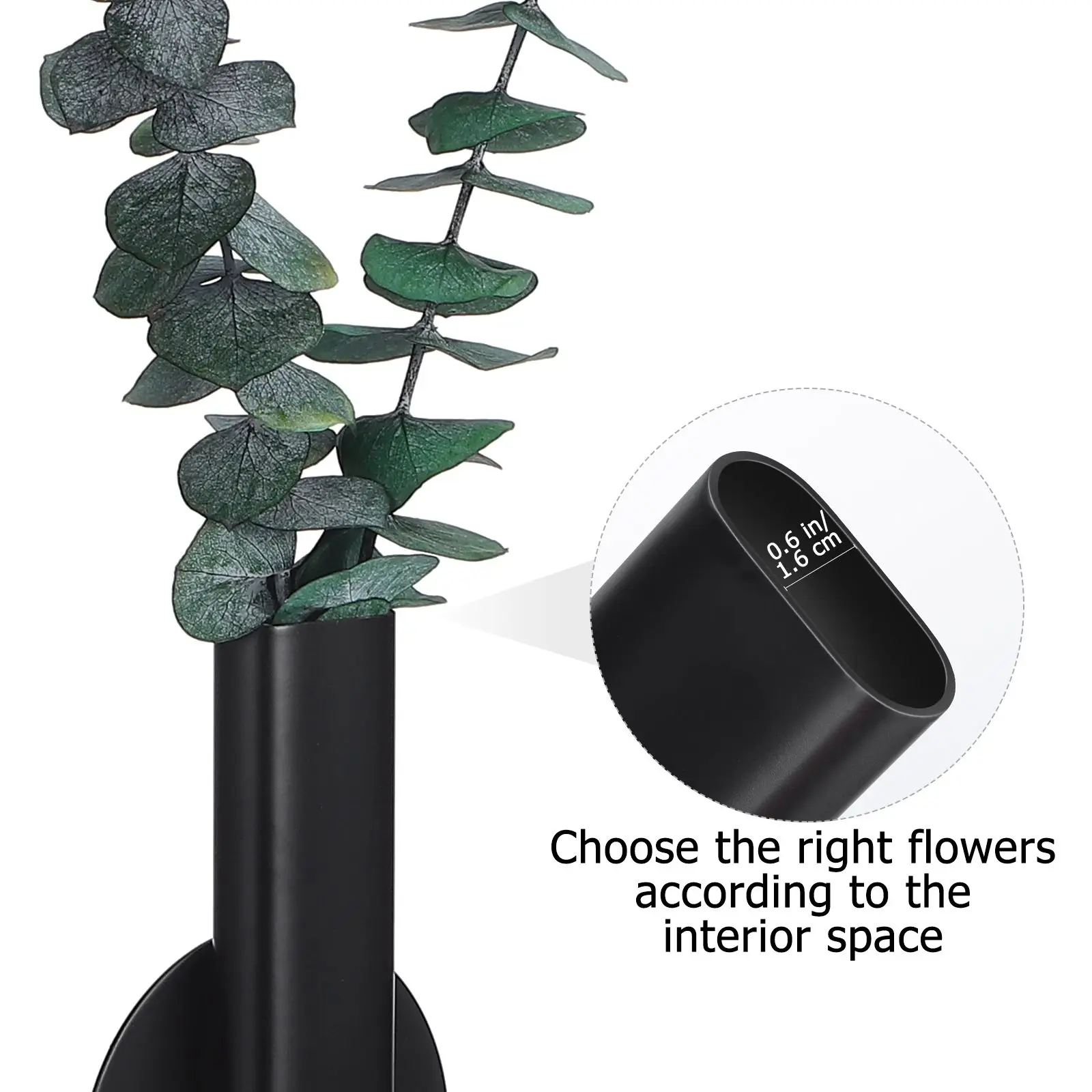 Vases Wall Mounted Flower for Decor Mini Tube Metal Vessel Hanging Pot Black Cute 2
