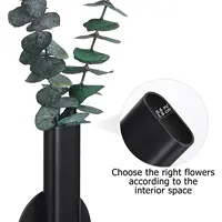 Vases Wall Mounted Flower for Decor Mini Tube Metal Vessel Hanging Pot Black Cute 2