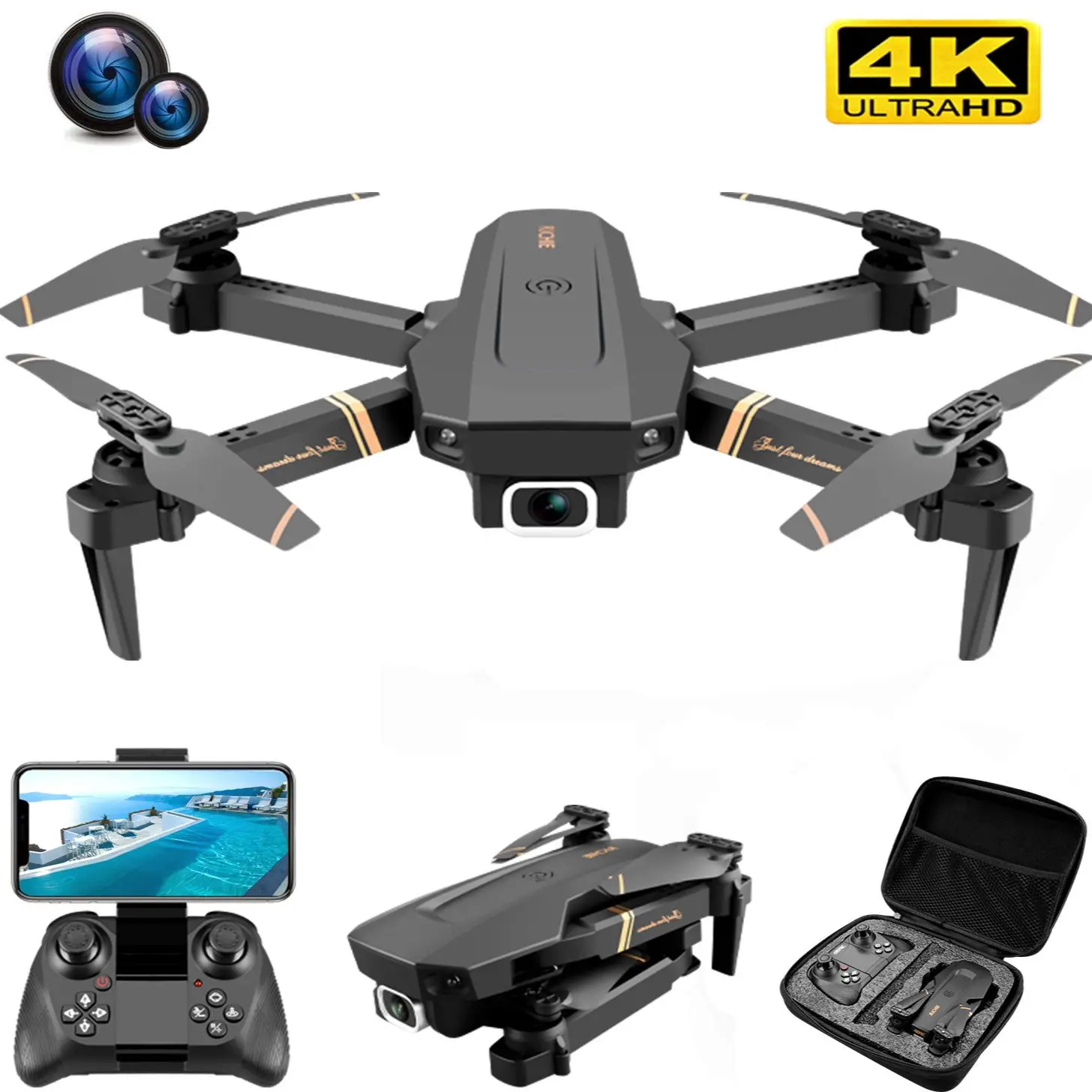 4DRC V4 WIFI FPV Drone WiFi live video FPV 4K/1080P HD Wide Angle