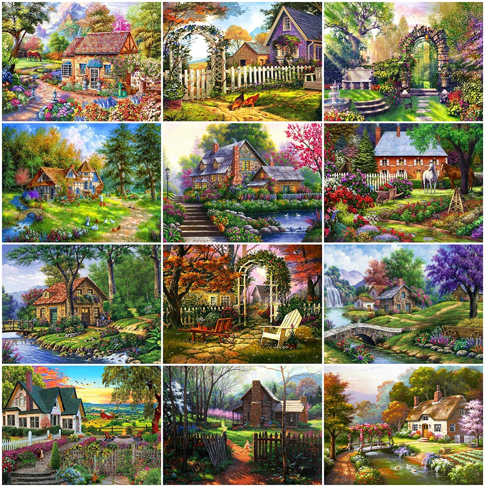 MomoArt Алмазная мозаика дом сад вышивка крестиком Искусственный ландшафт бусины