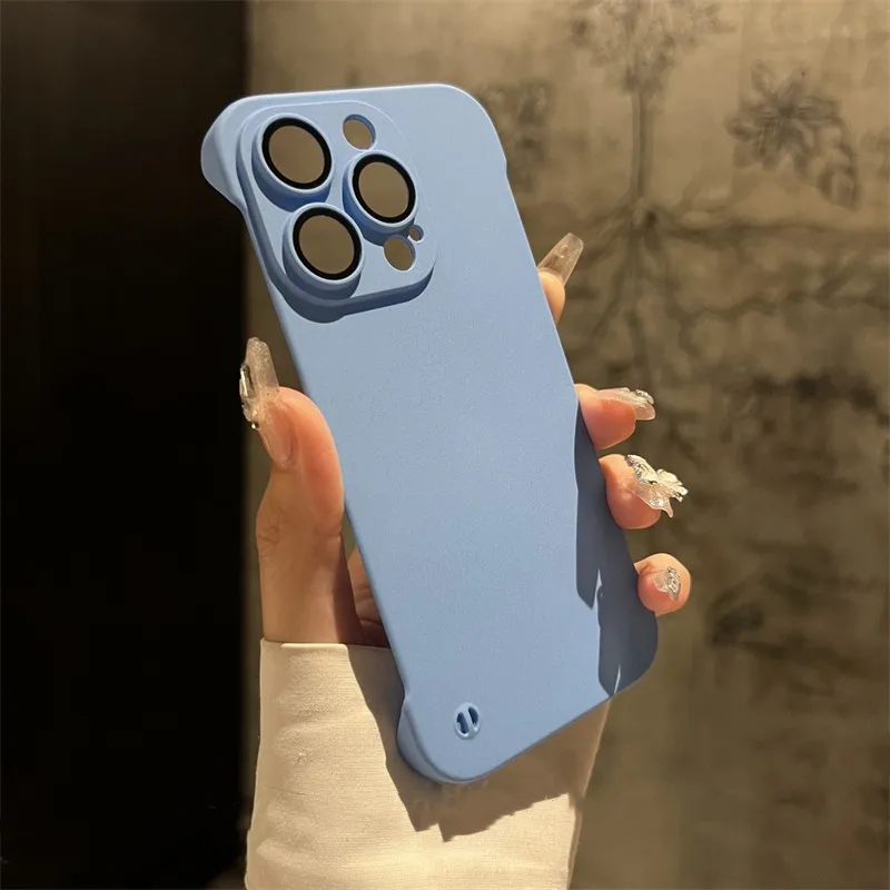 thumbnail image 1 of Ultra-thin Frameless Matte PP Case For iPhone 15 14 13 12 11 Pro Max Plus Luxury Camera Protection Glass Slim Cooling Back Cover, 1 of 5