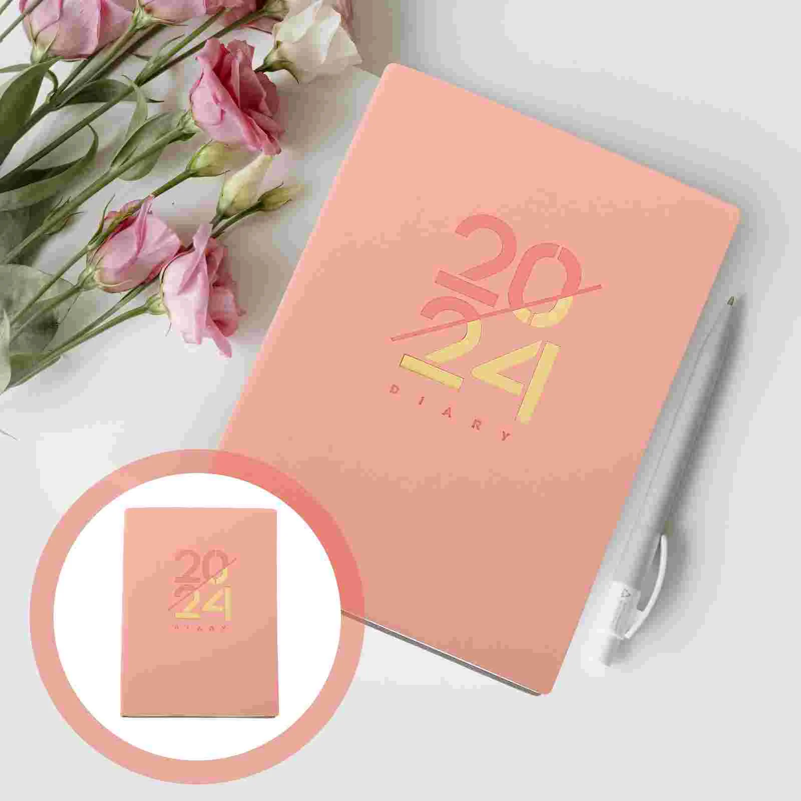 Office Decor 2024 Agenda Book Schedule Recording Notepad Planner Daily Pocket Students to Do List English Portable Notebook