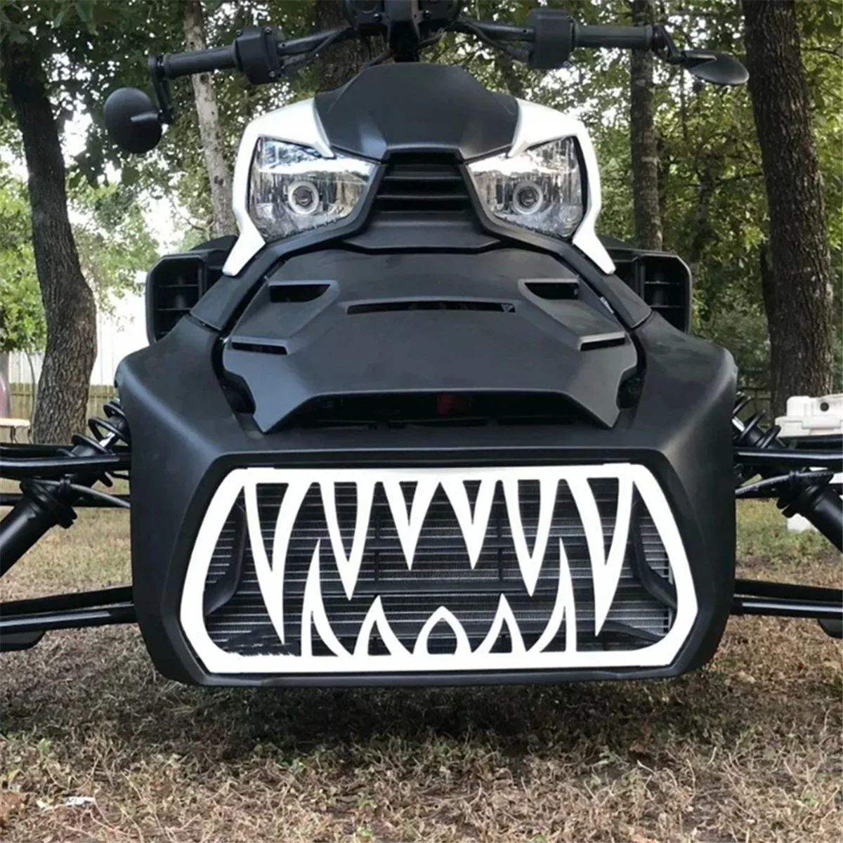 Motorcycle Front Grill Teeth Insert for Can-Am Ryker 600/900/Rally/Sport Accessories, Aluminum Grilles Mesh Set White