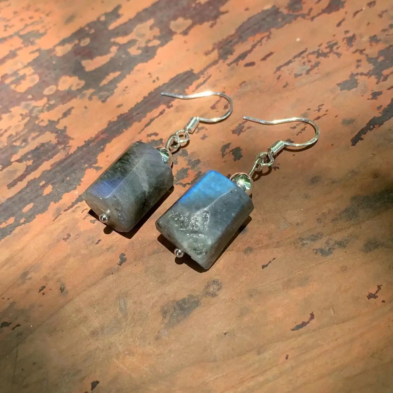 Natural Moonstone Rough Earrings Silver 925 Hanging Earrings Original Gemstone Women High Quality Jewelry Design Handmade