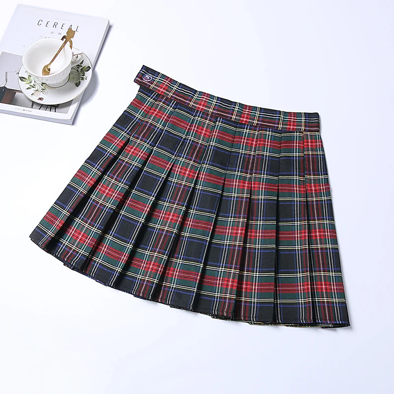 blue skirt Japanese Schoolgirl Cosplay JK Uniform Plaid Women Pleated Skirts Summer High Waist Mini Skirt Sexy Cute A Line Harajuku Clothes tweed skirt