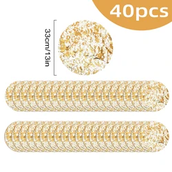 Elegant Gold Foil Disposable Placemats - Set of 13 Round Table Mats for Festive Dining and Home Décor (40PCS A)