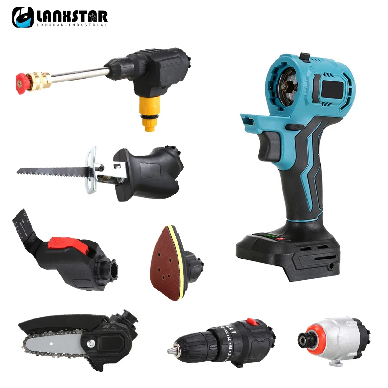 Brushless Multifunctional Tool Set Electric Screwdriver Polisher Reciprocating Saw Swinging Tool Water Gun Electric Drill ato 21v lithium ion cordless fan three speed adjustable electric fan swinging left and right tool for makita 18v battery