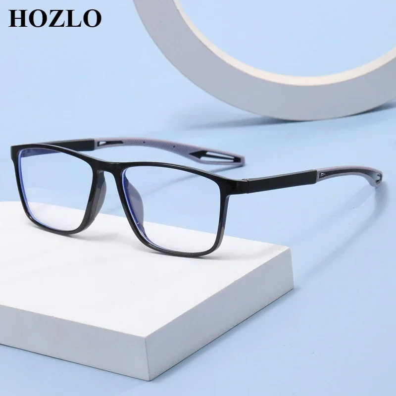 

Мужские спортивные голубые бриджи из силикагеля + поликарбоната, блокирующие близорукость, мужские ультралегкие очки, компьютерные бриджи, пользовательские линзы