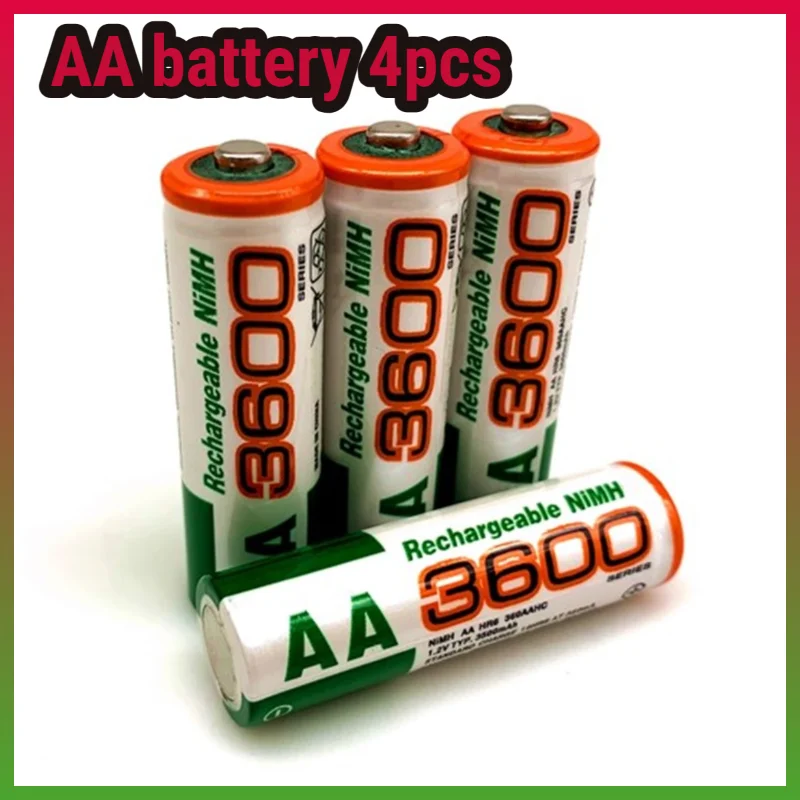 4pcs AA Battery 3600mAh Rechargeable battery 1.2V Ni MH AA Battery for