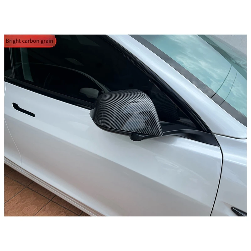 Car Rear Mirror Cover Cap Carbon Fiber Pattern For Tesla Model 3 -/Model Y Exterior Side Mirror Cover