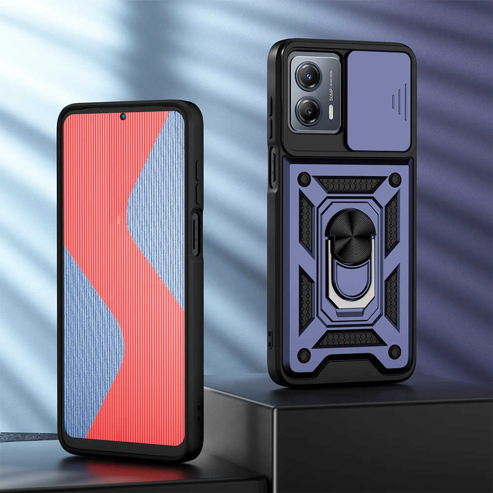 Shockproof Armor Phone Case with Slide Camera Lens Protection Ring